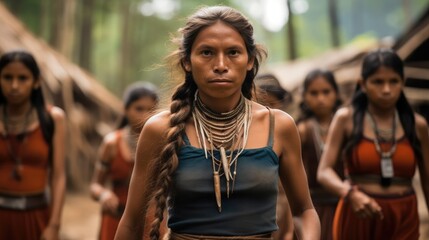 Tribe, Local tribal women in Latin American tribe village.