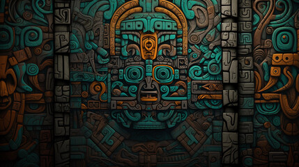 Obraz na płótnie Canvas Ancient Glyphs: Aztec-Inspired Artistry