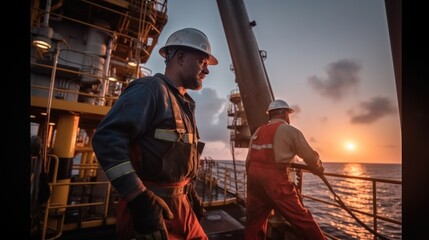 Fototapeta premium Worker working on an oil rig.