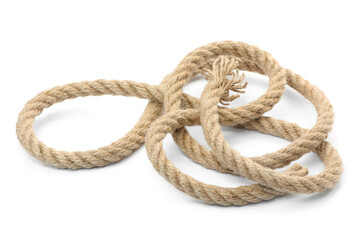 Hemp rope isolated on white. Organic material
