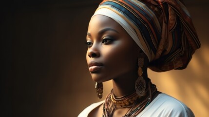 Portrait of a traditional African woman, Tribe, Culture, A captivating portrait of a traditional and radiant African woman. - obrazy, fototapety, plakaty