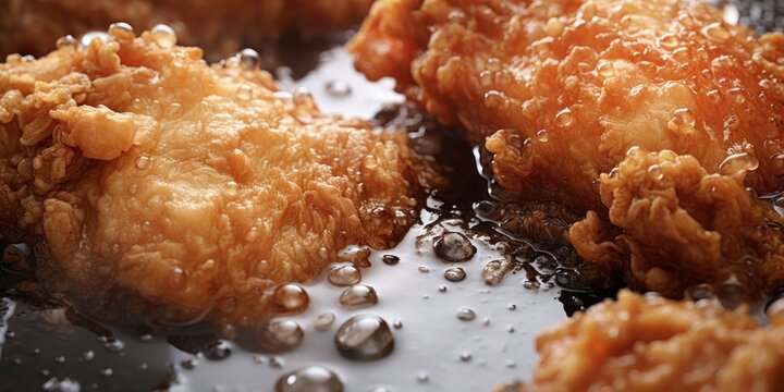 illustration of chicken are being fried in oil, generative AI