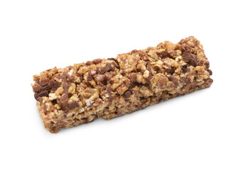 One tasty granola bar isolated on white