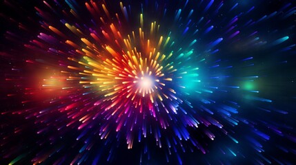 Craft a visually striking abstract background, reminiscent of a burst of colorful fireworks captured in high-definition.