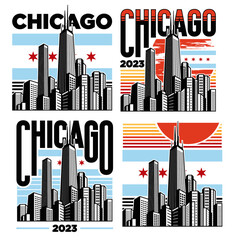 Chicago Skyline vector illustration version 2