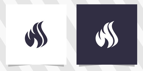 Obraz premium letter w with fire logo design