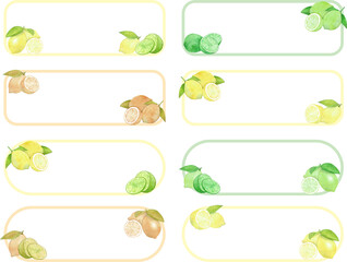 レモンとライムの水彩バナーセット