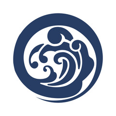 Japanese round ocean wave symbol