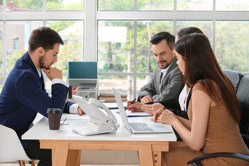 Human resources commission interviewing male applicant in office