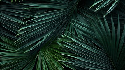 Palm Tree and Fern Branches and Leaves Graphic Background