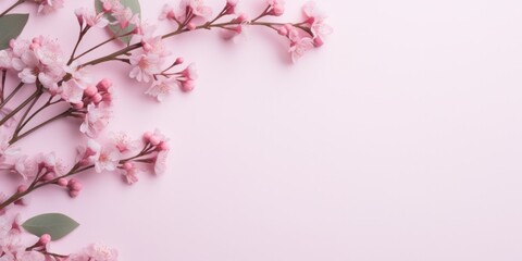 Fototapeta premium blossom on pink background, generative AI