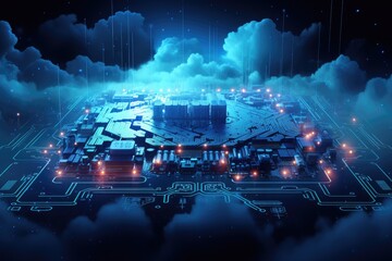 Smart cloud computing and artificial intelligence, a quantum leap into the future, innovative tech solutions, empowering global network connectivity, database, big data, Generative AI.