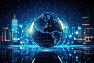 Global connectivity, exploring the futuristic cyberspace network, the smart city grid and 5g or 6g evolution, a worldwide web of intelligence, IoT, cloud computing, Generative AI.