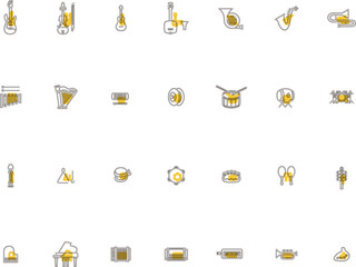 アウトラインの楽器イラストアイコンセット