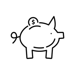 Piggy bank line icon, simple flat thine line illustration on white background..eps