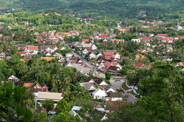 Luang Prabang city view from viewpoint - obrazy, fototapety, plakaty