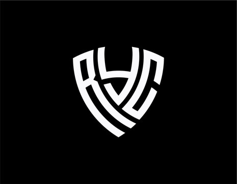 RYC creative letter shield logo design vector icon illustration