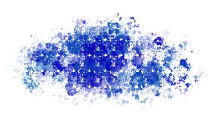 Blue paint stains with transparent background. Splash background with drops and stains.