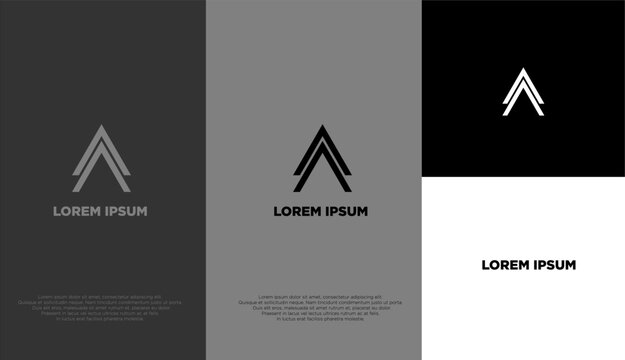 Simple elegant logo of letter A with different background colous