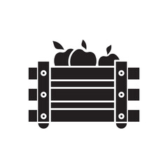 Harvest wooden box icon,vector sign, flat illustration on white background..eps