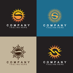 Fototapeta premium Letter S icon with Sun rays for Sun logo vector design template