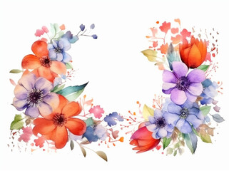 Elegant Watercolor Floral Frame Illustration Created with generative AI tools.