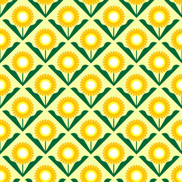 Design Pattern Seamless Background Pop Art Sunflower