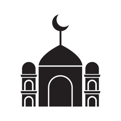 Mosque with minaret towers icon, mosque building symbol, flat illustration on white ..eps