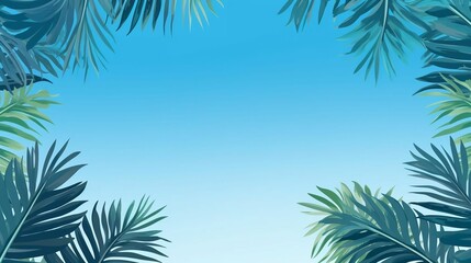 Fototapeta na wymiar background Tropical palm leaves against blue sky 