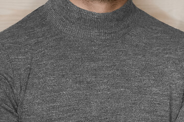 Close-up grey turtleneck men's style clothing fashion