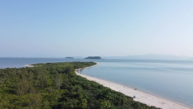 Aerial view of Ponta da Daniela beach in Florianopolis, Santa Catarina, Brazil