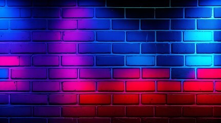 Neon light on brick walls that are not plastered background texture.