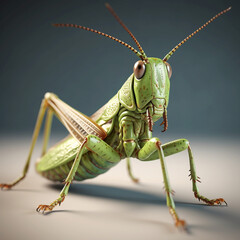 a 3d green turmeric grasshopper