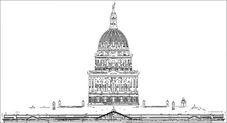 Capitol Building Line Art Vector File Black & White