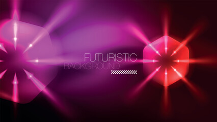 Glowing neon hexagons in dark space. Digital technology cyberspace hi-tech techno abstract background template