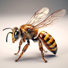 a honey bee 3d isolated - obrazy, fototapety, plakaty