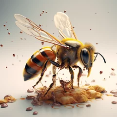 Zelfklevend Fotobehang a honey bee 3d isolated © Robin