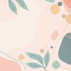 Flat design abstract, minimal, doodle, floral, fluid background