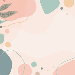 Flat design abstract, minimal, doodle, floral, fluid background