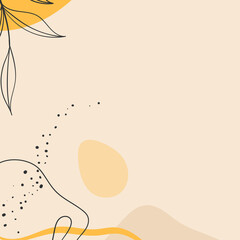 Flat design abstract, minimal, doodle, floral, fluid background