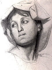 Charcoal dreawing Head of a Young Roman Girl