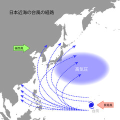 日本近海の台風の経路 - obrazy, fototapety, plakaty