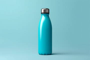 Blue Plastic Water Bottle Mock-Up - 3D Rendered Image