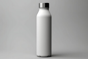Mockup of a blank white plastic bottle isolated on gray background