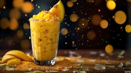Mango smoothie with sprinkle coconut Generative AI