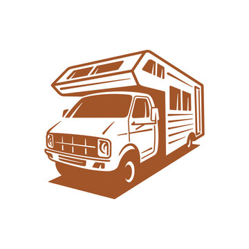 recommend clip art: RV recreational vehicle silhouette. Camper van motorhome vector illustration