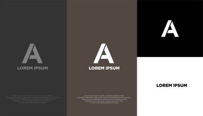 A simple elegant logo of letter A with different background colours
