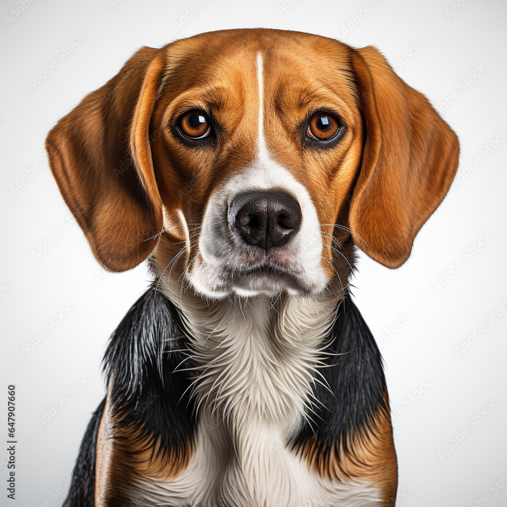 Sticker cute brown black and white beagle