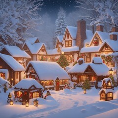 A cozy Christmas village background