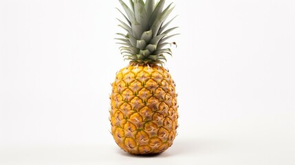 Create a high-resolution image that highlights the unique texture of a ripe pineapple on an isolated white background.